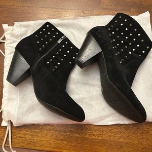 Jessica Simpson suede ankle boots with silver studs.